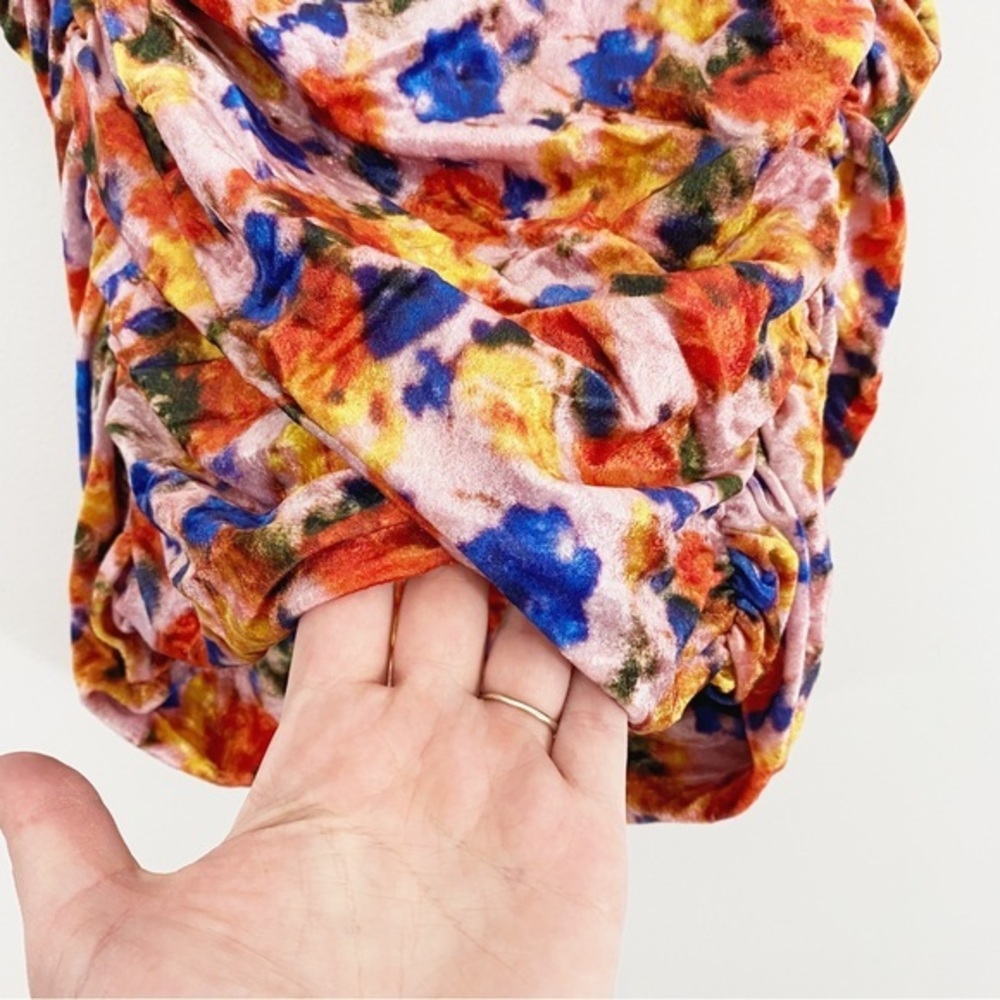 Isabel Marant NWT 40‎ US 8 Guilayo Floral Velvet Mini Skirt Revolve Ruched - Picture 7 of 16